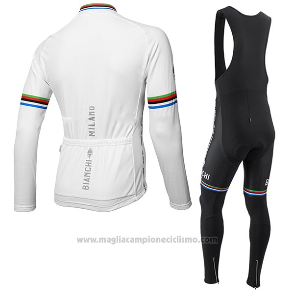 2017 Abbigliamento Ciclismo Bianchi Milano Ml Bianco Manica Lunga e Salopette