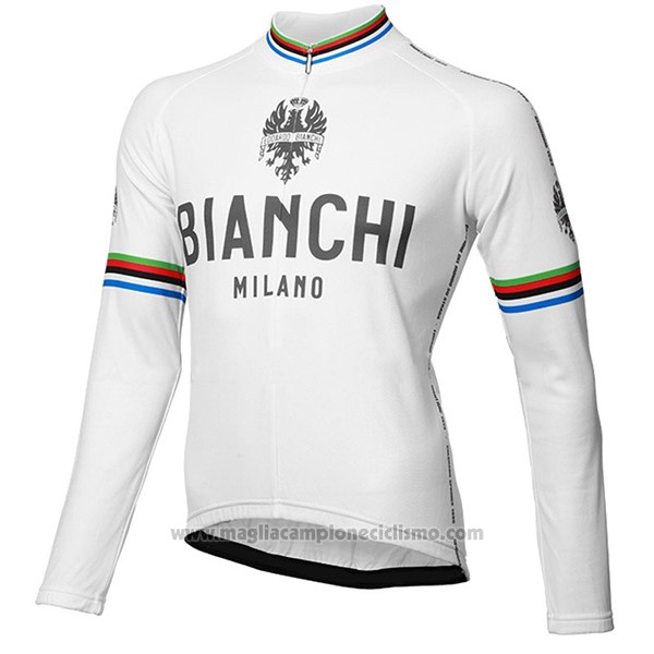 2017 Abbigliamento Ciclismo Bianchi Milano Ml Bianco Manica Lunga e Salopette