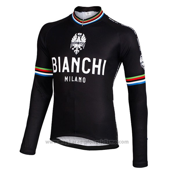 2017 Abbigliamento Ciclismo Bianchi Milano Ml Nero Manica Lunga e Salopette