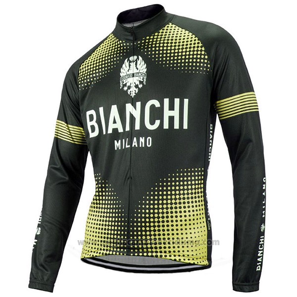 2017 Abbigliamento Ciclismo Bianchi Milano Ml Nero e Giallo Manica Lunga e Salopette