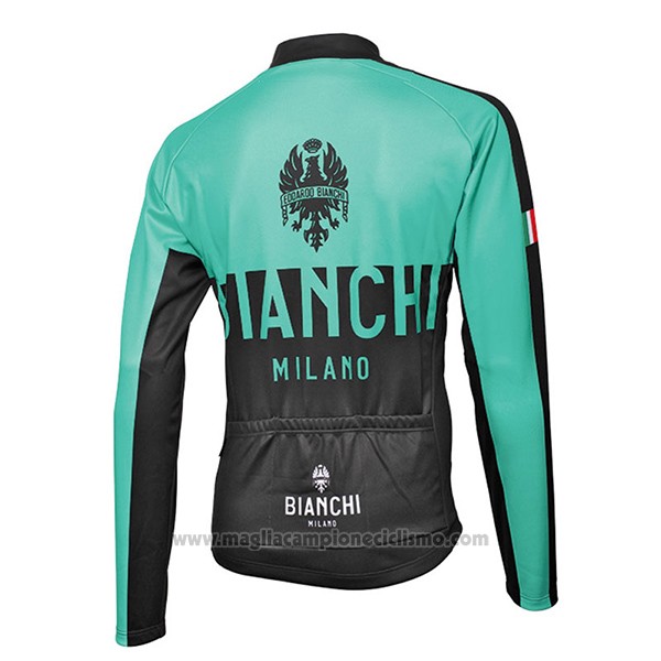 2017 Abbigliamento Ciclismo Bianchi Milano Ml Verde e Nero Manica Lunga e Salopette