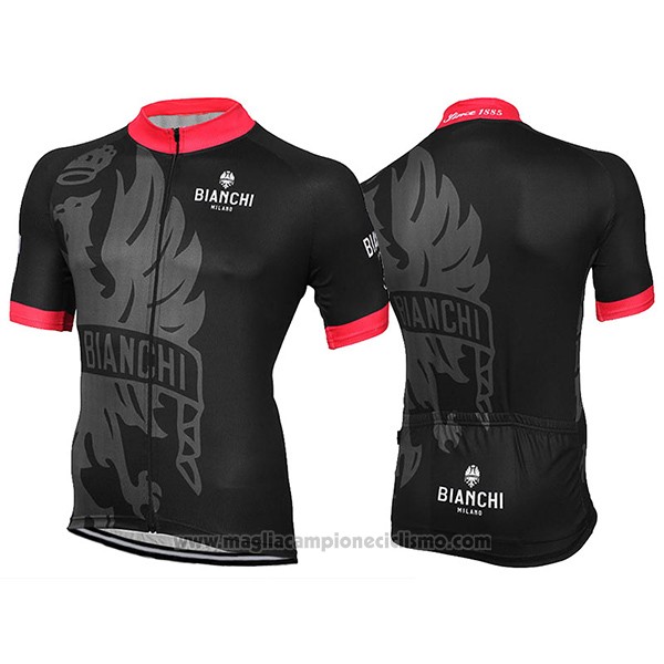 2017 Abbigliamento Ciclismo Bianchi Milano Nero Manica Corta e Salopette