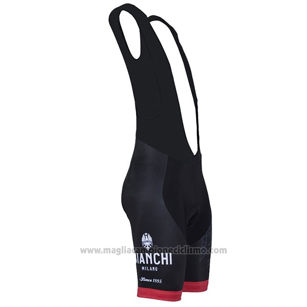 2017 Abbigliamento Ciclismo Bianchi Milano Nero Manica Corta e Salopette