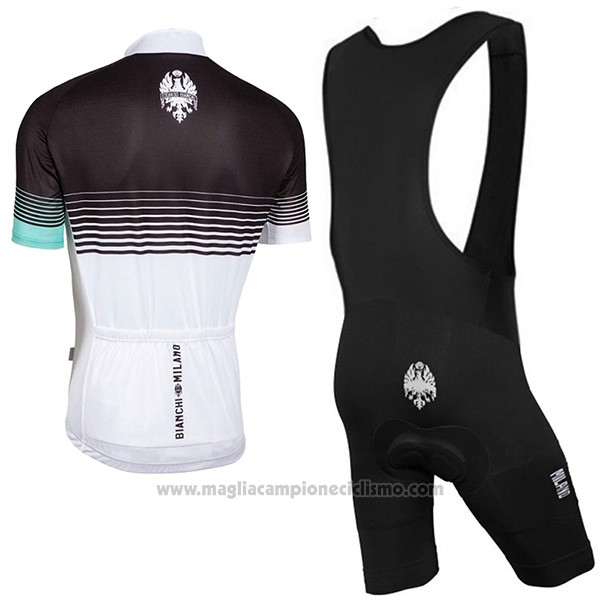 2017 Abbigliamento Ciclismo Bianchi Milano Nero e Bianco Manica Corta e Salopette