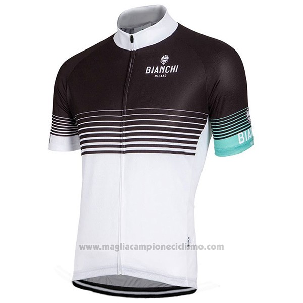 2017 Abbigliamento Ciclismo Bianchi Milano Nero e Bianco Manica Corta e Salopette