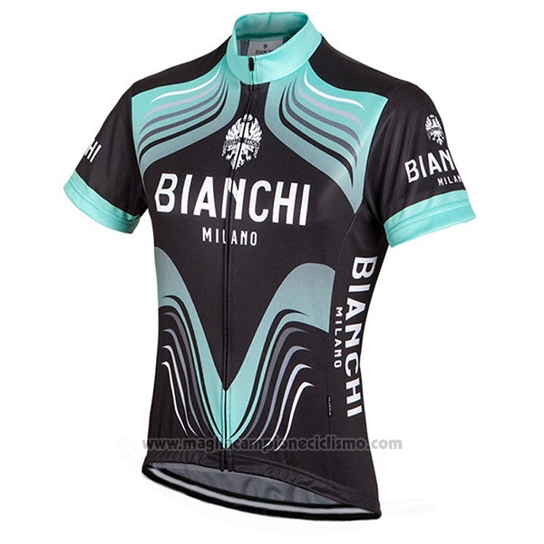 2017 Abbigliamento Ciclismo Bianchi Milano Nero e Verde Manica Corta e Salopette