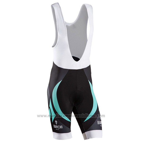2017 Abbigliamento Ciclismo Bianchi Milano Nero e Verde Manica Corta e Salopette