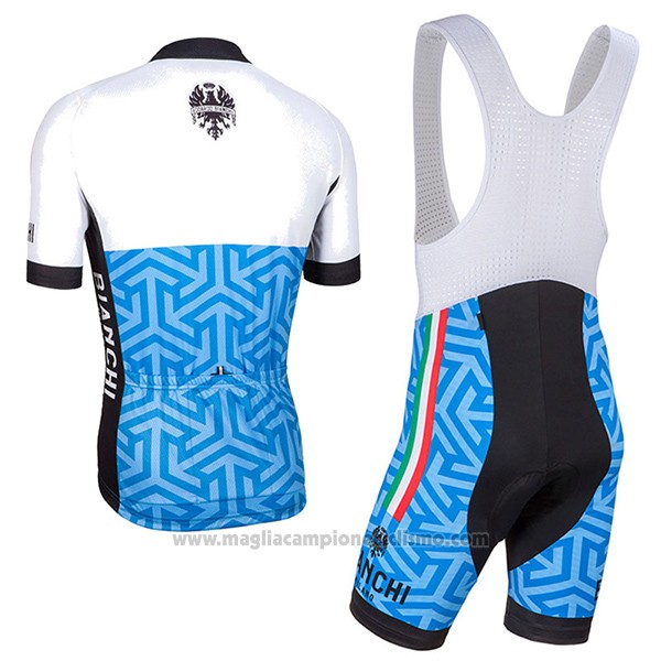 2017 Abbigliamento Ciclismo Bianchi Milano Pontesei Blu Manica Corta e Salopette