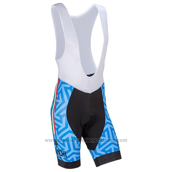 2017 Abbigliamento Ciclismo Bianchi Milano Pontesei Blu Manica Corta e Salopette