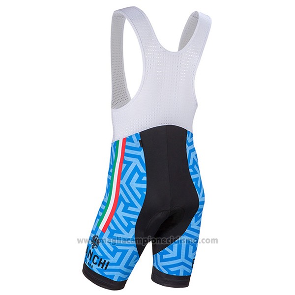 2017 Abbigliamento Ciclismo Bianchi Milano Pontesei Blu Manica Corta e Salopette