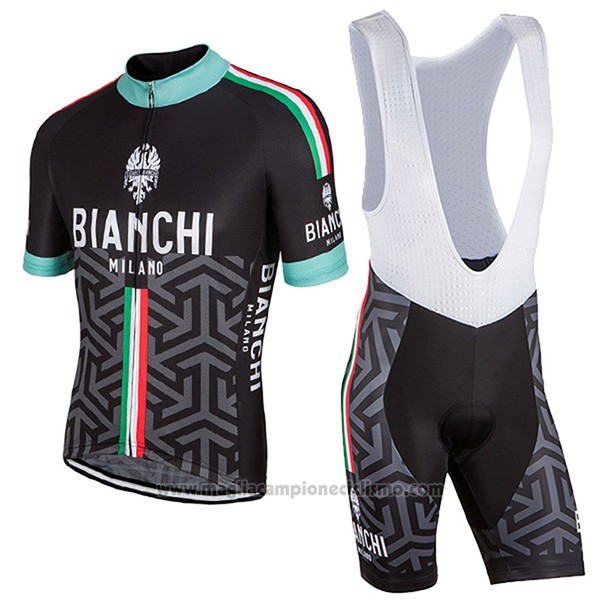 2017 Abbigliamento Ciclismo Bianchi Milano Pride Nero Manica Corta e Salopette