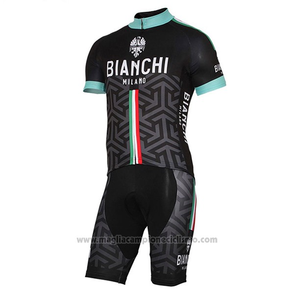 2017 Abbigliamento Ciclismo Bianchi Milano Pride Nero Manica Corta e Salopette