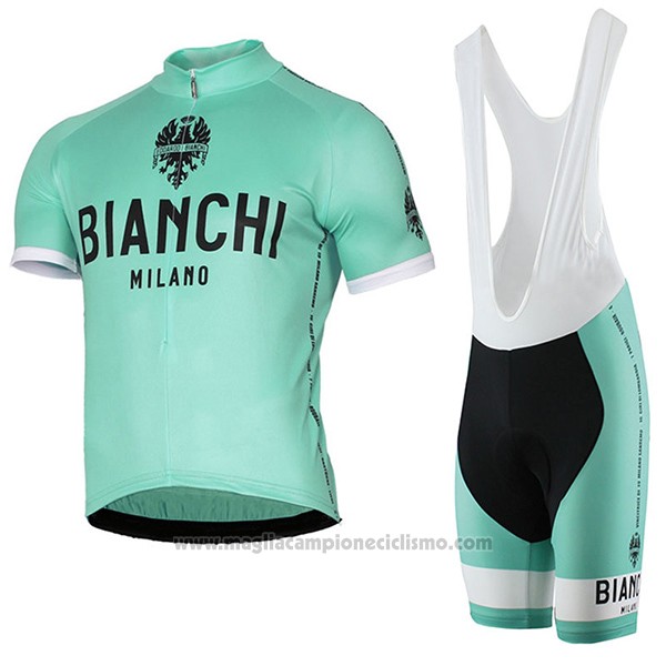 2017 Abbigliamento Ciclismo Bianchi Milano Pride Verde Manica Corta e Salopette