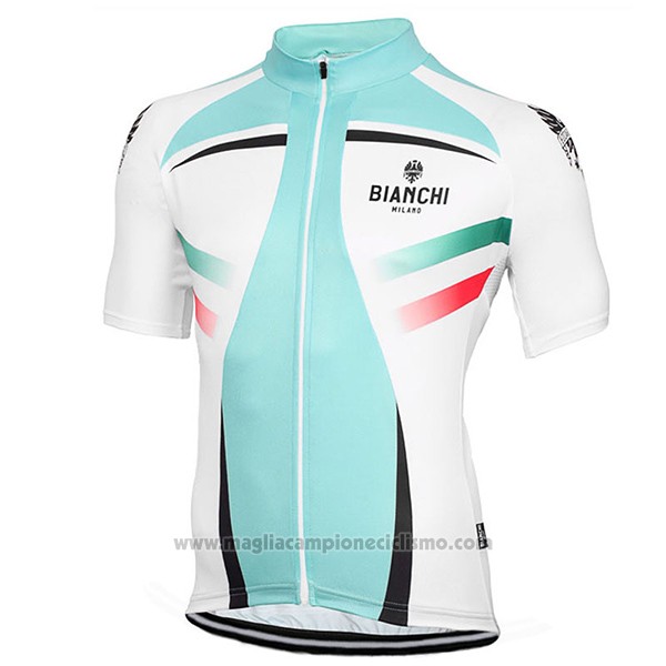 2017 Abbigliamento Ciclismo Bianchi Milano Verde e Bianco Manica Corta e Salopette