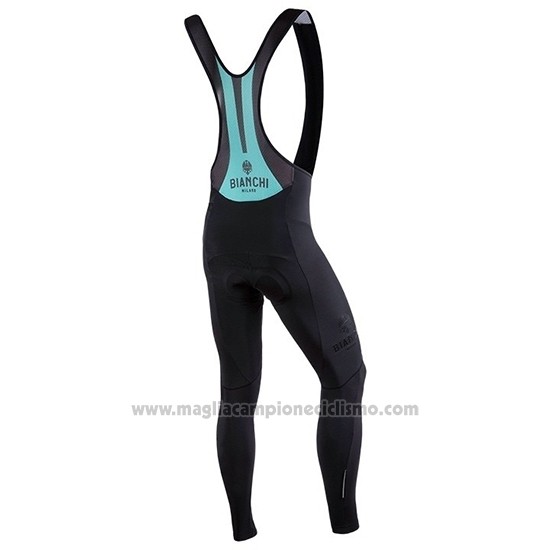 2019 Abbigliamento Ciclismo Bianchi Milano FT Blu Nero Manica Lunga e Salopette