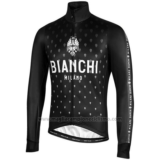 2019 Abbigliamento Ciclismo Bianchi Milano FT Nero Bianco Manica Lunga e Salopette