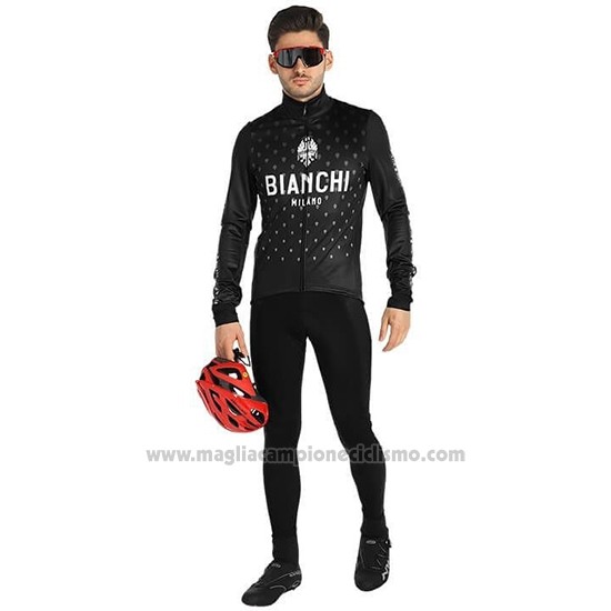 2019 Abbigliamento Ciclismo Bianchi Milano FT Nero Bianco Manica Lunga e Salopette