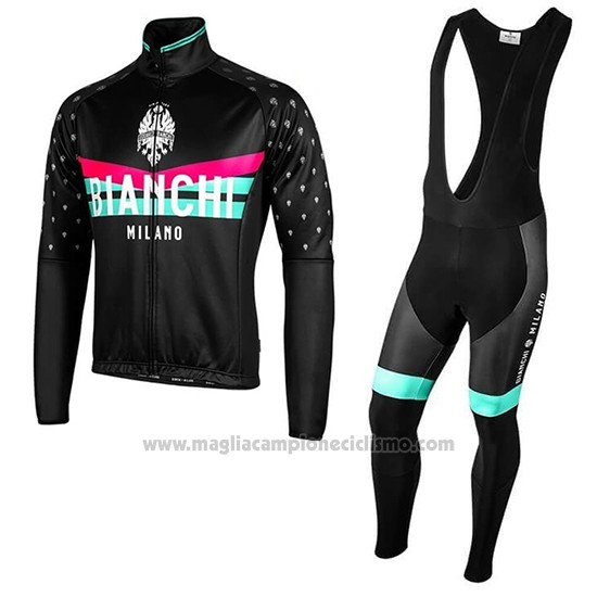 2019 Abbigliamento Ciclismo Bianchi Milano PB Nero Rosso Manica Lunga e Salopette