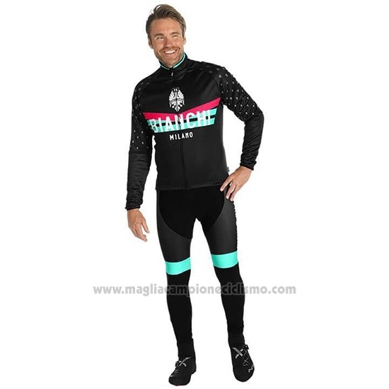 2019 Abbigliamento Ciclismo Bianchi Milano PB Nero Rosso Manica Lunga e Salopette