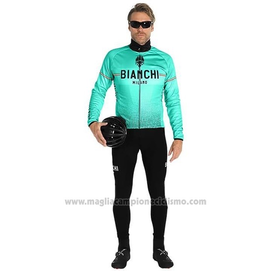 2019 Abbigliamento Ciclismo Bianchi Milano XD Blu Grigio Manica Lunga e Salopette