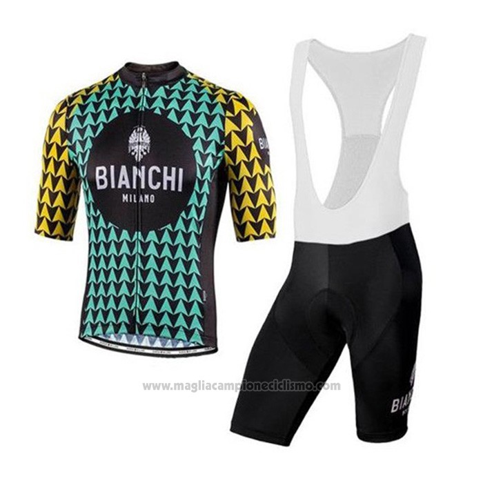 2020 Abbigliamento Ciclismo Bianchi Nero Blu Giallo Manica Corta e Salopette