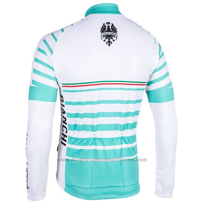Abbigliamento Ciclismo Bianchi Milano Nalles Azzurro Bianco Manica Lunga e Salopette