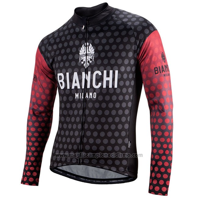 Abbigliamento Ciclismo Bianchi Milano Petroso Nero Rosso Manica Lunga e Salopette