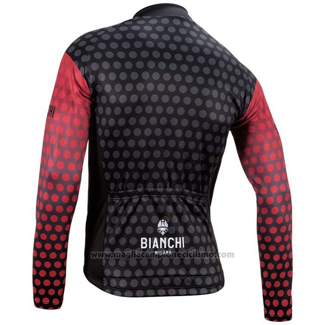 Abbigliamento Ciclismo Bianchi Milano Petroso Nero Rosso Manica Lunga e Salopette