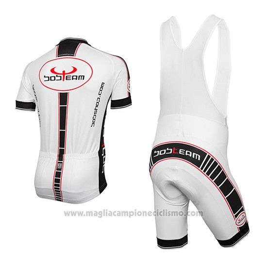 2016 Abbigliamento Ciclismo Bobteam Bianco Manica Corta e Salopette