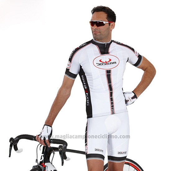 2016 Abbigliamento Ciclismo Bobteam Bianco Manica Corta e Salopette