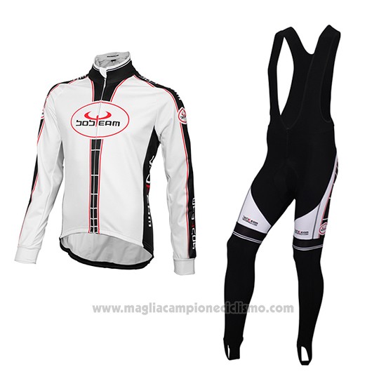 2016 Abbigliamento Ciclismo Bobteam Bianco Manica Lunga e Salopette