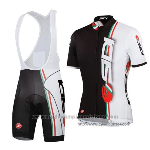 2014 Abbigliamento Ciclismo Castelli SIDI Bianco e Nero Manica Corta e  Salopette