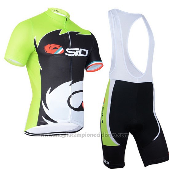 2014 Abbigliamento Ciclismo Castelli SIDI Nero e Verde Manica Corta e  Salopette