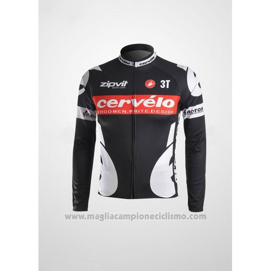 2010 Abbigliamento Ciclismo Castelli Cervelo Bianco e Nero Manica Lunga e Salopette