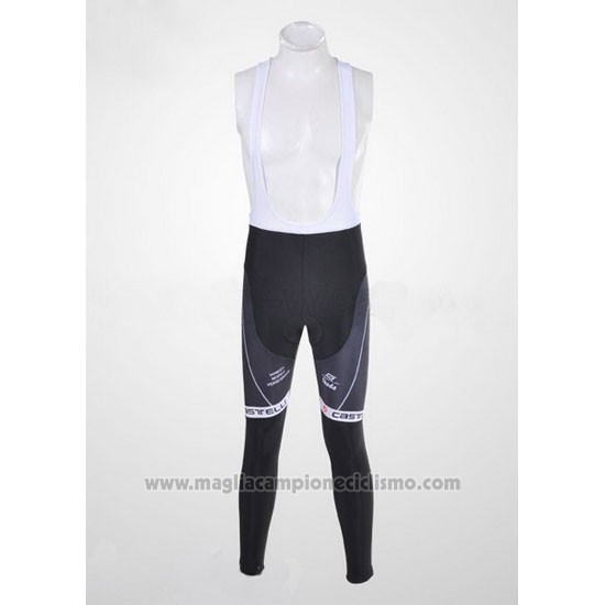 2010 Abbigliamento Ciclismo Castelli Cervelo Bianco e Nero Manica Lunga e Salopette