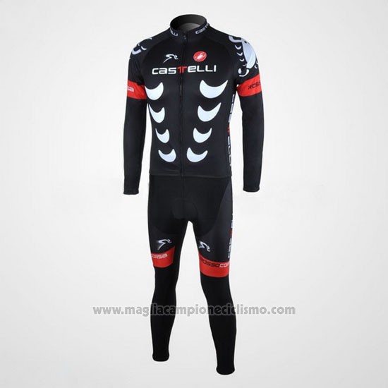 2010 Abbigliamento Ciclismo Castelli Nero e Bianco Manica Lunga e Salopette