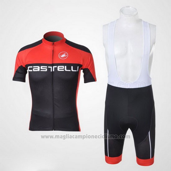 2011 Abbigliamento Ciclismo Castelli Nero e Rosso Manica Corta e Salopette
