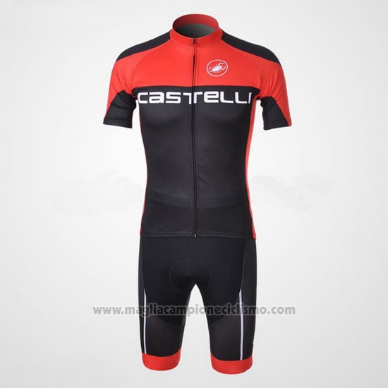 2011 Abbigliamento Ciclismo Castelli Nero e Rosso Manica Corta e Salopette