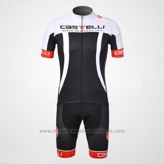 2012 Abbigliamento Ciclismo Castelli Bianco e Nero Manica Corta e Salopette