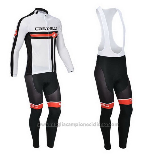 2013 Abbigliamento Ciclismo Castelli Bianco Manica Lunga e Salopette