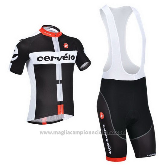 2013 Abbigliamento Ciclismo Cervelo Bianco e Nero Manica Corta e Salopette
