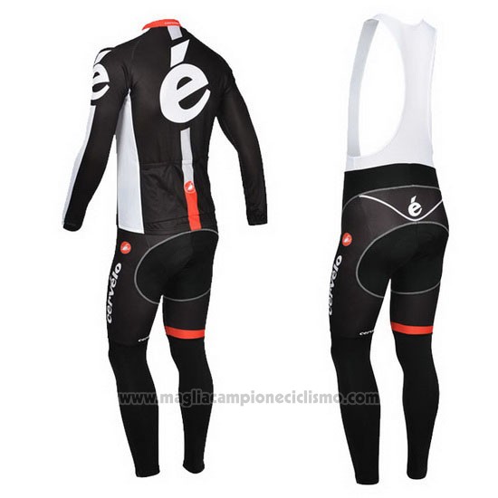2013 Abbigliamento Ciclismo Cervelo Bianco e Nero Manica Lunga e Salopette