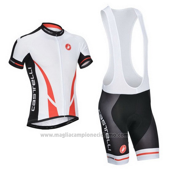 2014 Abbigliamento Ciclismo Castelli Bianco Manica Corta e Salopette