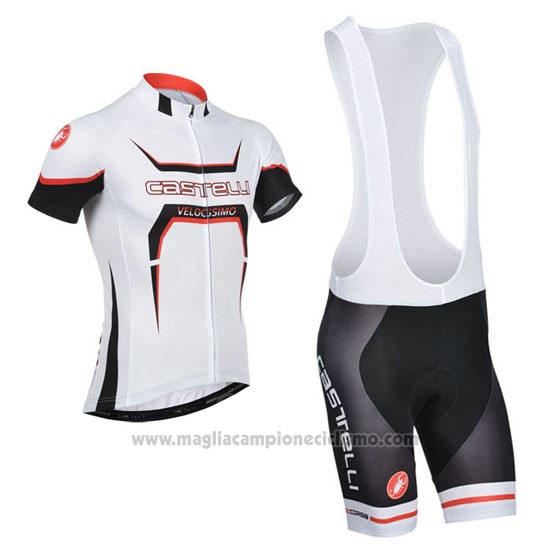 2014 Abbigliamento Ciclismo Castelli Bianco e Arancione Manica Corta e Salopette