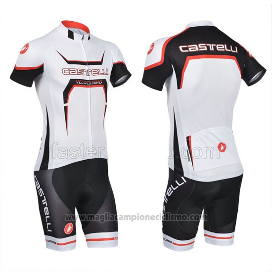 2014 Abbigliamento Ciclismo Castelli Bianco e Arancione Manica Corta e Salopette