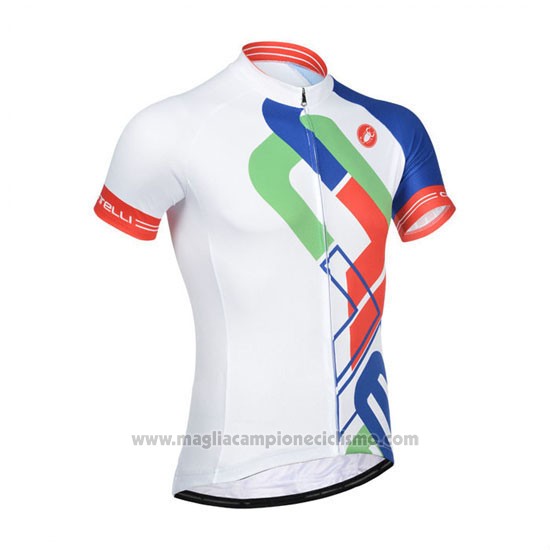 2014 Abbigliamento Ciclismo Castelli Bianco e Blu Manica Corta e Salopette