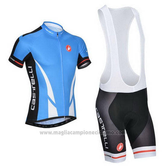 2014 Abbigliamento Ciclismo Castelli Blu e Nero Manica Corta e Salopette