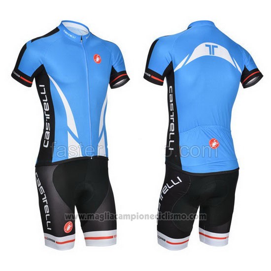 2014 Abbigliamento Ciclismo Castelli Blu e Nero Manica Corta e Salopette