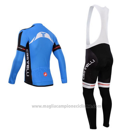 2014 Abbigliamento Ciclismo Castelli Blu e Nero Manica Lunga e Salopette
