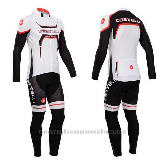 2014 Abbigliamento Ciclismo Castelli Nero e Bianco Manica Lunga e Salopette